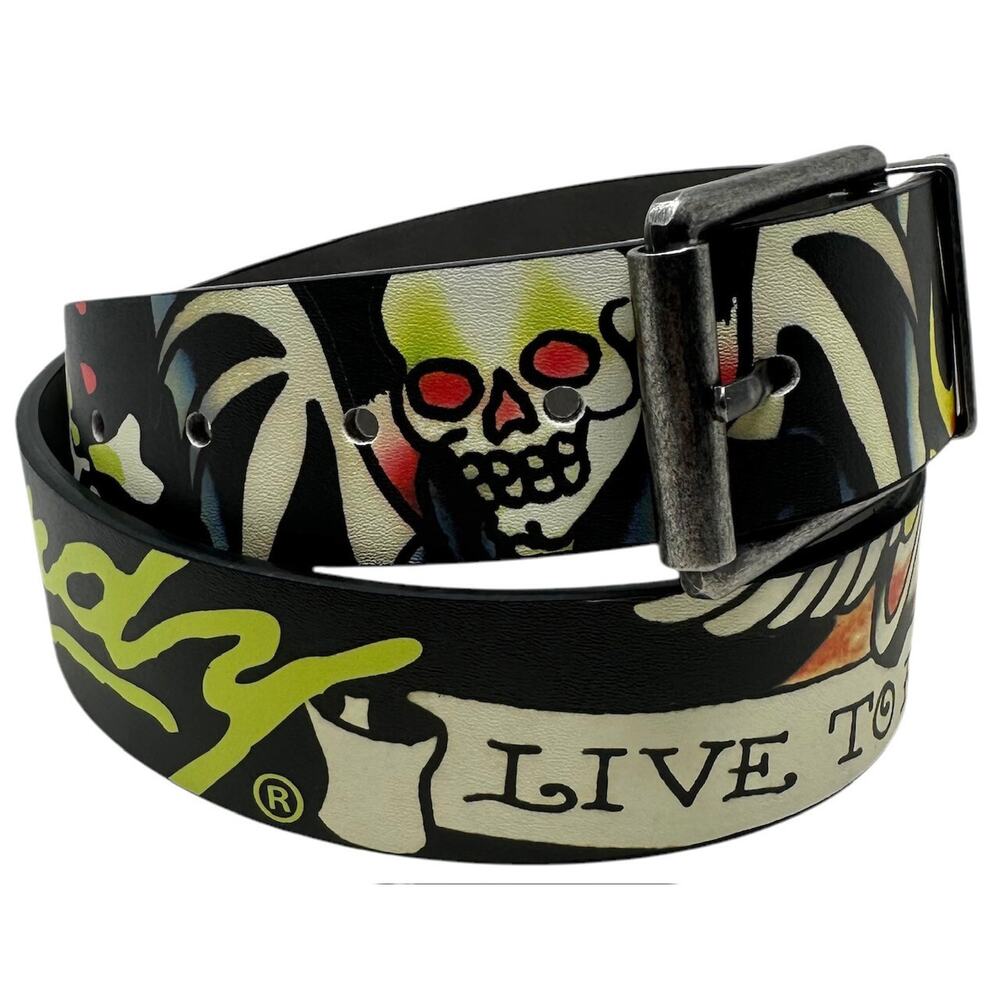 Ed Hardy Men's Live To Ride Reversible Belt